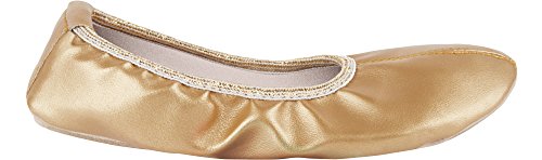 Ladeheid Zapatillas de Ballet Clásico Danza y Gimnasia Mujer Niña LAAK004 (Oro, 37 EU)