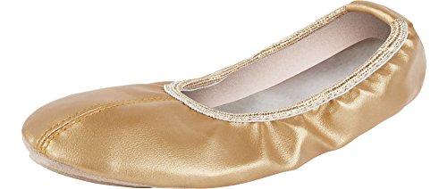 Ladeheid Zapatillas de Ballet Clásico Danza y Gimnasia Mujer Niña LAAK004 (Oro, 37 EU)