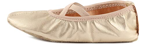 Ladeheid Zapatillas de Ballet y Bailarinas de Piel Mujer Niño y Niña (Tallas 25-41) LAJD001 (Dorado, 26 EU)