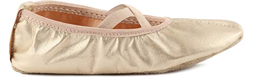 Ladeheid Zapatillas de Ballet y Bailarinas de Piel Mujer Niño y Niña (Tallas 25-41) LAJD001 (Dorado, 26 EU)