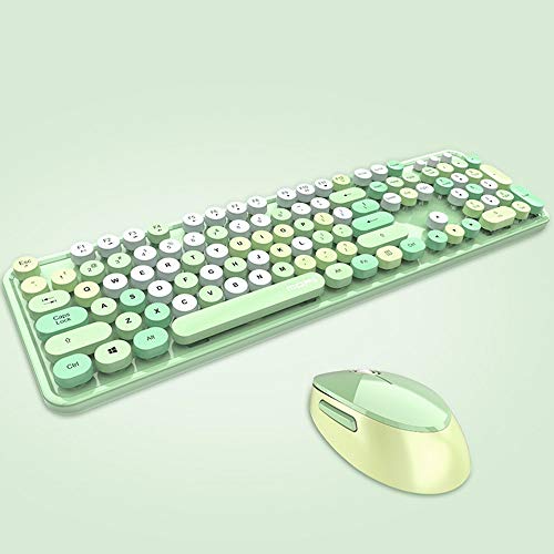 LaLa POP Teclado Y Ratón Combo, 2,4 GHz Wireless USB 104-Key Sensación Mecánica Claves Silencioso Silencioso For La Oficina Y del Juego, Estilo Retro Steampunk Old Fashion Ronda Tecla Clave