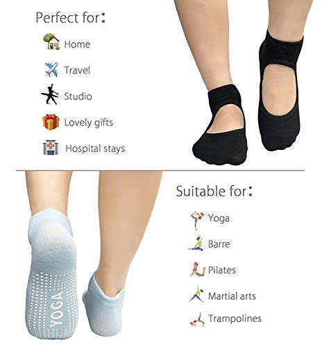 LaLaAreal Calcetines Pilates Yoga Antideslizantes Traspirable Mujer para Barra Ballet Danza (3 Par)