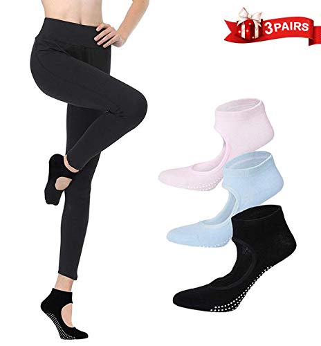 LaLaAreal Calcetines Pilates Yoga Antideslizantes Traspirable Mujer para Barra Ballet Danza (3 Par)