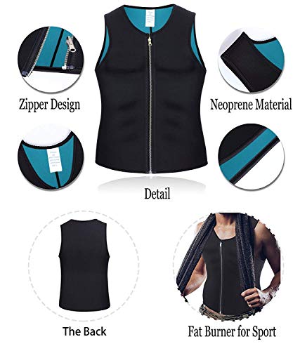 LaLaAreal Faja Reductora Adelgazante Hombre Camiseta Termica Sauna de Neopreno Fitness Running Gym Faja Deportiva, Negro- Azul de Reversible, 5 XL LaLaAreal Faja Reductora Adelgazante Hombre Camiseta Termica Sauna de Neopreno Fitness Running Gym Faja Deportiva, Negro- Azul de Reversible, 5 XL