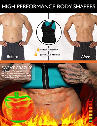 LaLaAreal Faja Reductora Adelgazante Hombre Camiseta Termica Sauna de Neopreno Fitness Running Gym Faja Deportiva, Negro- Azul de Reversible, 5 XL