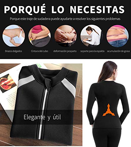 LaLaAreal Fajas Neopreno Sudor Camiseta Mujer Sauna Reducer Compression Suit Ejercicio Chaqueta Reductora Adelgazante P¨¦rdida de Peso para Deporte Fitness Entrenamiento de Cintura