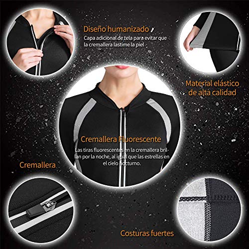 LaLaAreal Fajas Neopreno Sudor Camiseta Mujer Sauna Reducer Compression Suit Ejercicio Chaqueta Reductora Adelgazante Pérdida de Peso para Deporte Fitness Entrenamiento de Cintura