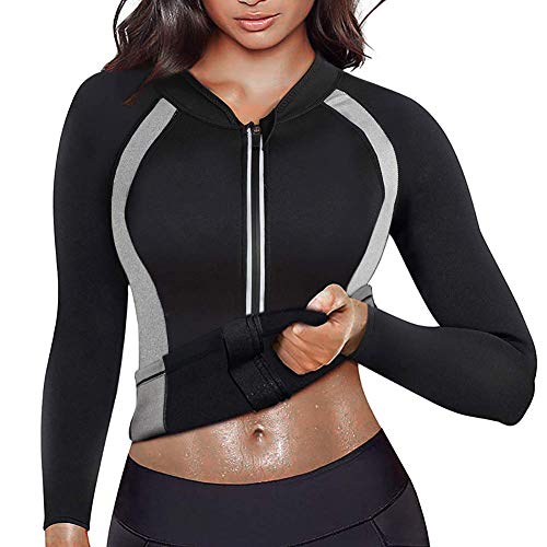 LaLaAreal Fajas Neopreno Sudor Camiseta Mujer Sauna Reducer Compression Suit Ejercicio Chaqueta Reductora Adelgazante Pérdida de Peso para Deporte Fitness Entrenamiento de Cintura