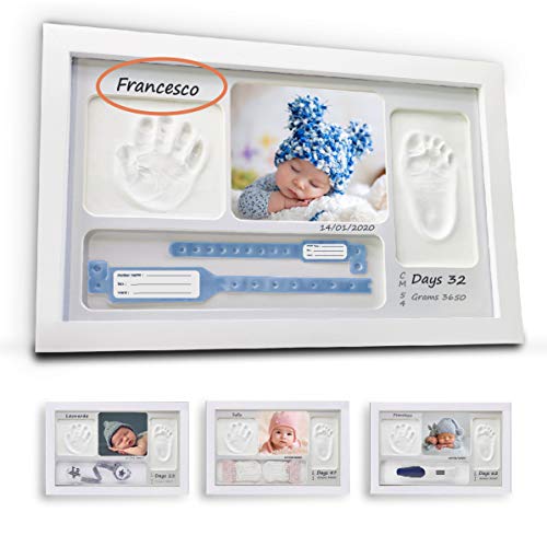 LALFOF® marco huellas bebe 7in1 Regalos originales para bebes recien nacidos con nombre personalizados,datos de nacimiento y huella bebe pie y manos, para padres primerizos y para mamas embarazadas LALFOF® marco huellas bebe 7in1 Regalos originales para bebes recien nacidos con nombre personalizados,datos de nacimiento y huella bebe pie y manos, para padres primerizos y para mamas embarazadas