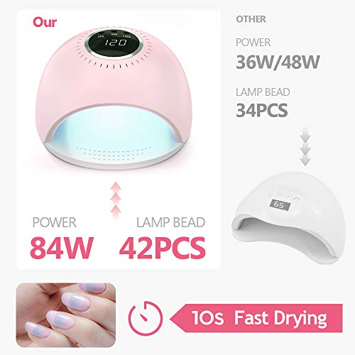 Laluztop Lámpara LED UV Uñas 84W Secador de Uñas Profesional LED UV Gel Curado Máquina con 42 Lámparas de Secado Rápido, Sensor Automático, Temporizador 30s/60s/120s para Todos Gel Laluztop Lámpara LED UV Uñas 84W Secador de Uñas Profesional LED UV Gel Curado Máquina con 42 Lámparas de Secado Rápido, Sensor Automático, Temporizador 30s/60s/120s para Todos Gel