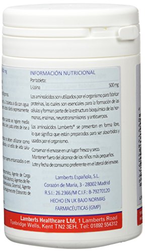 Lamberts L Lisina 500mg - 120 Tabletas Lamberts L Lisina 500mg - 120 Tabletas