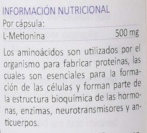Lamberts L Metionina 500mg - 60 Cápsulas Lamberts L Metionina 500mg - 60 Cápsulas