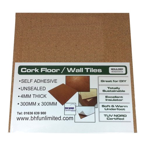 Láminas de corcho para suelos, paredes o manualidades (300 x 300 x 4 mm, autoadhesivas, 20 unidades)