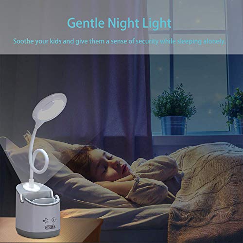 Lámpara de Escritorio LED con Luz Nocturna Lámpara de Mesa recargable USB para Niños Lámpara de Lectura Regulable para Computadora de Estudio Que Cuida los Ojos (Gris)