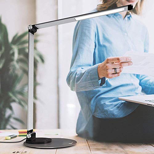 Lámpara de escritorio LED TaoTronics (ultra-delgada, aluminio aleado, protección a la vista, 6 Brillo 3 modos de color, función de memoria inteligente, puerto de carga USB, energéticamente eficiente) Lámpara de escritorio LED TaoTronics (ultra-delgada, aluminio aleado, protección a la vista, 6 Brillo 3 modos de color, función de memoria inteligente, puerto de carga USB, energéticamente eficiente)