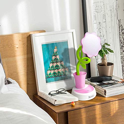 Lámpara de escritorio para niños Aiskki Lámpara de escritorio con protección ocular LED Lámpara de mesita de noche regulable con sensor táctil con soporte para bolígrafos (rosa)