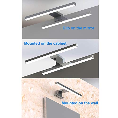 Lámpara de Espejo Baño LED 5W 30cm 400LM Azhien,Blanco Neutro 4000K LED Armario Lámpara Luz de Pared IP44 230V Aplique de Baño Espejo Acero Inoxidable 300x14x14mm