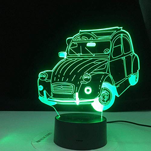 Lámpara de ilusión 3D Luz de noche LED Vintage Cool Car Coche clásico 2Cv Hogar Chica adulta Decoración de dormitorio Decoración de oficina Lámpara de escritorio Los mejores regalos de vacaciones