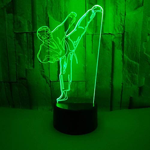 Lámpara De Noche Niños Lámpara De Ilusión Óptica Lámpara Luz Nocturna Taekwondo 16 Colores Cambio Touch Control Con Cable Usb Y Control Remoto Decoración De Escritorio