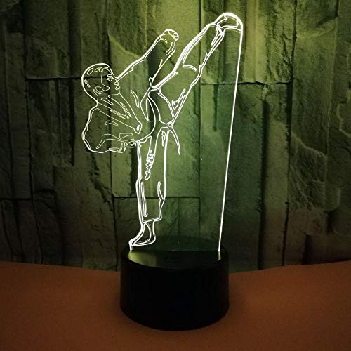 Lámpara De Noche Niños Lámpara De Ilusión Óptica Lámpara Luz Nocturna Taekwondo 16 Colores Cambio Touch Control Con Cable Usb Y Control Remoto Decoración De Escritorio