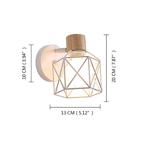 Lámpara de pared blanca de metal BYX con soporte de madera, luz de montaje en pared giratoria con forma de geometría para leer el fondo de la televisión del dormitorio (bombilla 6000k incluida) Lámpara de pared blanca de metal BYX con soporte de madera, luz de montaje en pared giratoria con forma de geometría para leer el fondo de la televisión del dormitorio (bombilla 6000k incluida)