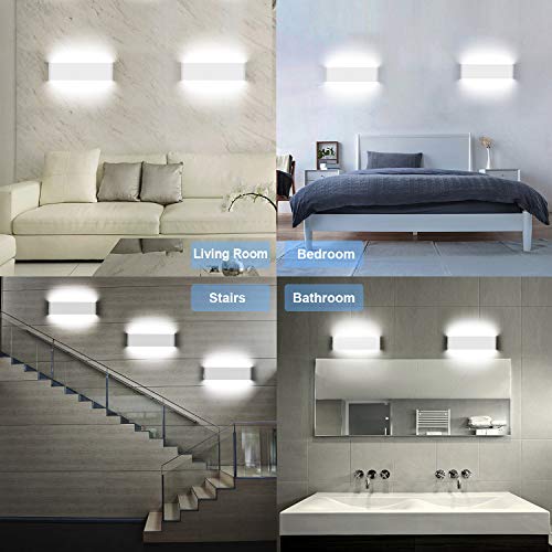 Lámpara de Pared LED para Interior, 2 unidades, 12 W, Lámpara de Pared más Clara, Moderna Iluminación de Pared, Perfecta Para Dormitorio, Dalón, Escaleras y Cuarto de Baño, Luz Blanco Frío