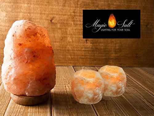 Lámpara de Sal del Himalaya - MAGIC SALT ® Lighting For Your Soul - (2/3 Kg + 2portavelas)