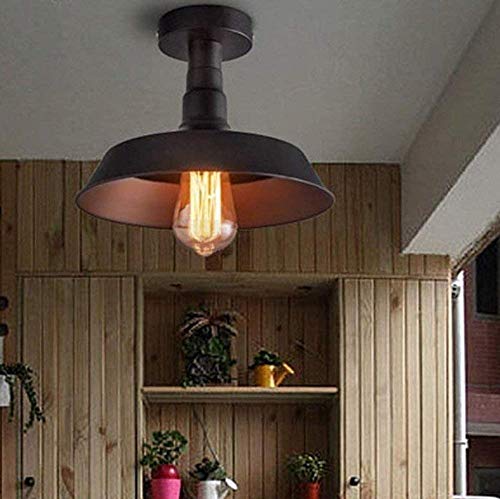 Lámpara de techo de jaula de metal Montaje semi empotrado Mini iluminación colgante Candelabro de bronce frotado con aceite para porche de granja Cocina Baño
