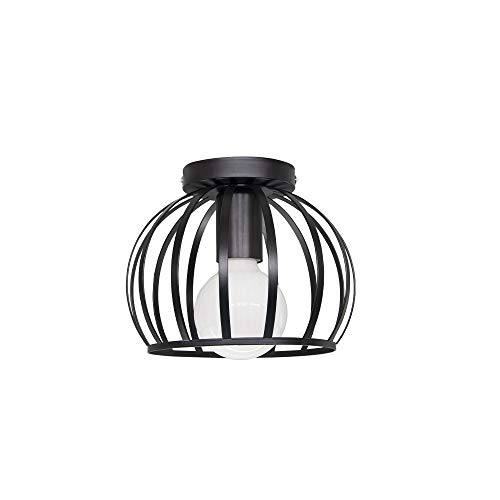 Lámpara de techo vintage industrial moderna, jaula de montaje en superficie negra, dormitorio, restaurante, pasillo, lámpara de techo, bombillas E27, luz blanca Lámpara de techo vintage industrial moderna, jaula de montaje en superficie negra, dormitorio, restaurante, pasillo, lámpara de techo, bombillas E27, luz blanca