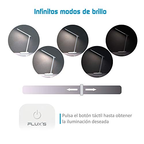 Lámpara Escritorio LED FLUX'S, Flexo de Mesa con 3 Modos y Brillo Regulable, Control Táctil y Plegable, Bajo Consumo, Anti Fatiga, para Leer, Estudiar, Teletrabajar Lámpara Escritorio LED FLUX'S, Flexo de Mesa con 3 Modos y Brillo Regulable, Control Táctil y Plegable, Bajo Consumo, Anti Fatiga, para Leer, Estudiar, Teletrabajar