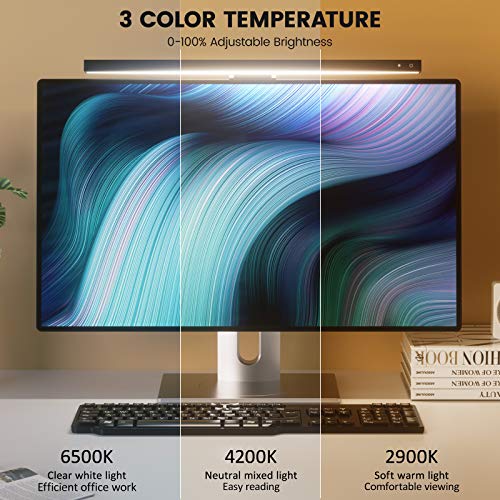 Lámpara Lectura LED Electrónica,45CM USB Lámpara de Monitor para Ordenador Portátil E-reading Lamp Computer Monitor Lámpara con 3 Modos Niveles de Brillo Ajustable Ahorra Espacio Cuidado de los Ojos