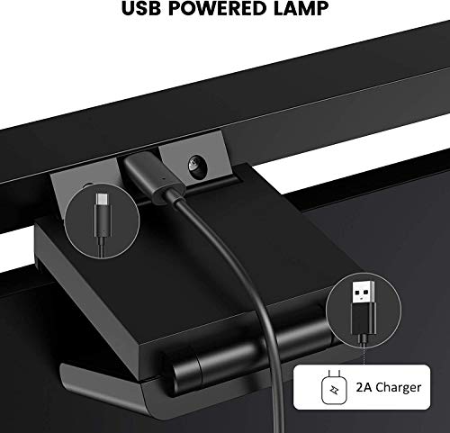 Lámpara Lectura LED Electrónica,45CM USB Lámpara de Monitor para Ordenador Portátil E-reading Lamp Computer Monitor Lámpara con 3 Modos Niveles de Brillo Ajustable Ahorra Espacio Cuidado de los Ojos