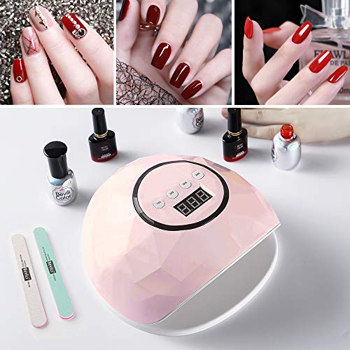 Lampara LED Uñas 72W Profesional Secador de Uñas LED UV Lampara Uñas Gel Semipermanentes Maquina Uñas Luz UV Nail Lamp con Sensor Automatico, 4 Temporizadores Manicura/Pedicure Nail Art Hogar el Salón