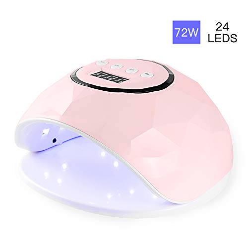 Lampara LED Uñas 72W Profesional Secador de Uñas LED UV Lampara Uñas Gel Semipermanentes Maquina Uñas Luz UV Nail Lamp con Sensor Automatico, 4 Temporizadores Manicura/Pedicure Nail Art Hogar el Salón