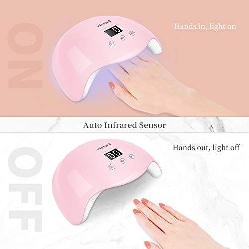 Lámpara LED Uñas Secador de Uñas para esmalte de uñas de gel Sensor automático de 30 W con 3 temporizadores preestablecidos (30 s, 60 s, 90 s) Auto Power On Off ELEHOT