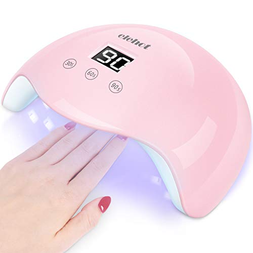 Lámpara LED Uñas Secador de Uñas para esmalte de uñas de gel Sensor automático de 30 W con 3 temporizadores preestablecidos (30 s, 60 s, 90 s) Auto Power On Off ELEHOT