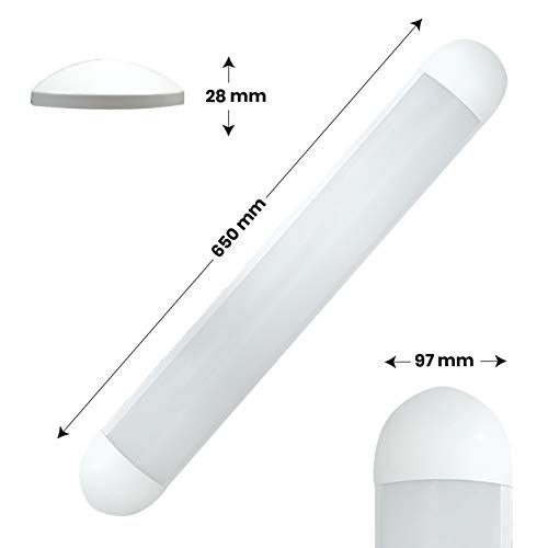 Lámpara Luminaria 60 cm PLUS 36w. Color Blanco Frio (6500K). Tubo led integrado T8. 3400 Lumenes. Regleta led slim. IP44.