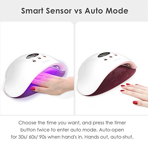 Lámpara Secador de Uñas, Carttiya LED/UV Gel Esmalte de Uñas Curado Luz Máquina, Con Sensor Automático y Pantalla LCD Para Manicura/Pedicure Nail Art en el Hogar y el Salón,12W