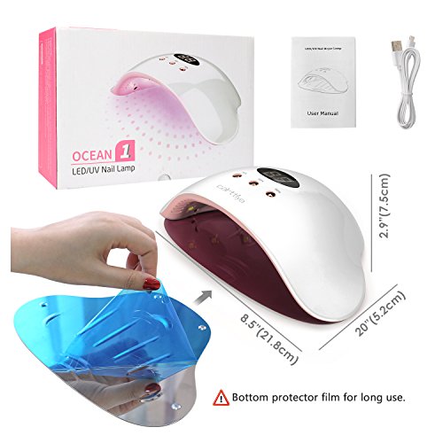 Lámpara Secador de Uñas, Carttiya LED/UV Gel Esmalte de Uñas Curado Luz Máquina, Con Sensor Automático y Pantalla LCD Para Manicura/Pedicure Nail Art en el Hogar y el Salón,12W