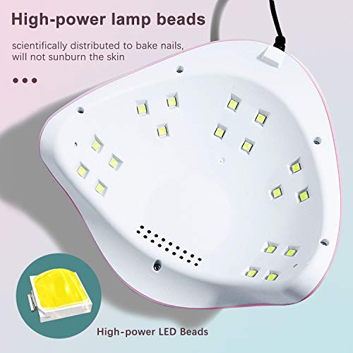 Lámpara UV LED para uñas de gel de 54 W, portátil, secador de uñas con 18 luces LED, 10 S de secado rápido, pantalla grande LCD, base extraíble, máquina de uñas de gel automático para esmalte de gel