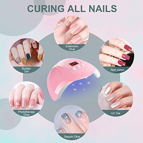 Lámpara UV LED para uñas de gel de 54 W, portátil, secador de uñas con 18 luces LED, 10 S de secado rápido, pantalla grande LCD, base extraíble, máquina de uñas de gel automático para esmalte de gel Lámpara UV LED para uñas de gel de 54 W, portátil, secador de uñas con 18 luces LED, 10 S de secado rápido, pantalla grande LCD, base extraíble, máquina de uñas de gel automático para esmalte de gel
