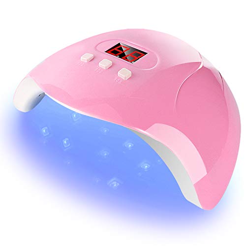 Lámpara UV LED para uñas de gel de 54 W, portátil, secador de uñas con 18 luces LED, 10 S de secado rápido, pantalla grande LCD, base extraíble, máquina de uñas de gel automático para esmalte de gel