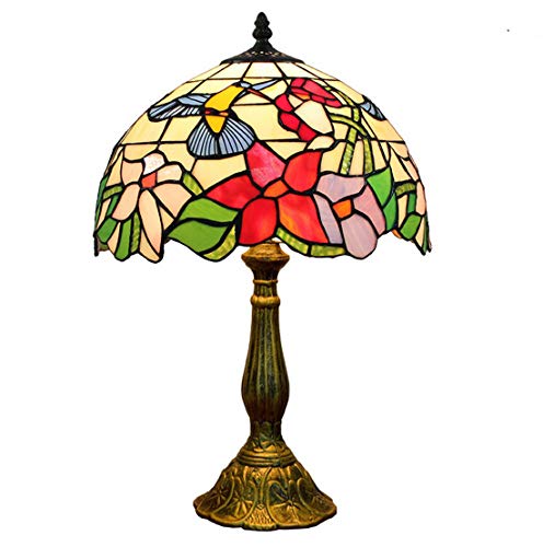 Lámparas de mesa de estilo vintage de 12 pulgadas, base de la aleación Lámpara de escritorio de vidrieras para el restaurante pastoral Estudio de la sala de la decoración de la sala de noche