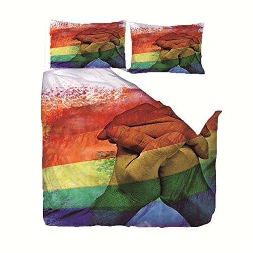 LAMPWF 3D Ropa de Cama 3 Piezas Juego de Ropa de Cama con 220x240cm Funda de Edredón de Microfibra de 2 x 50x90cm Funda de Almohada Polyester Diseño de Impresión - Diez Dedos