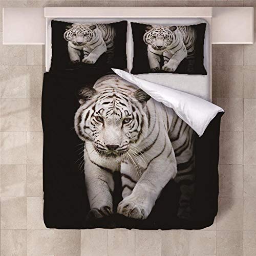LAMPWF 3D Ropa de Cama 3 Piezas Juego de Ropa de Cama con 220x240cm Funda de Edredón de Microfibra de 2 x 50x90cm Funda de Almohada Polyester Diseño de Impresión - Tigre Blanco Animal LAMPWF 3D Ropa de Cama 3 Piezas Juego de Ropa de Cama con 220x240cm Funda de Edredón de Microfibra de 2 x 50x90cm Funda de Almohada Polyester Diseño de Impresión - Tigre Blanco Animal