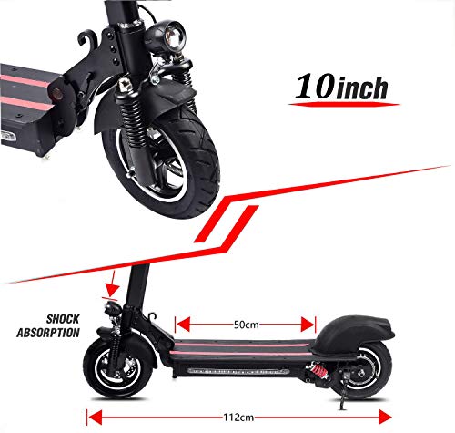 Lamtwheel Scooter Patinetes Eléctrico Motor De 1200 Vatios - Rango De 40-50 Km/Hy 40-50 Km con Neumáticos Todoterreno - Plegable - Scooter Eléctrico De 48V / 22Ah (600w)