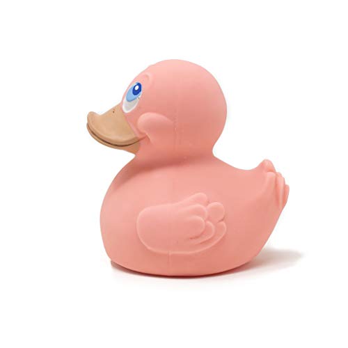 Lanco - Juego de 3 mordedores de goma natural con forma de corazón, pato rosa y pato Lanco - Juego de 3 mordedores de goma natural con forma de corazón, pato rosa y pato