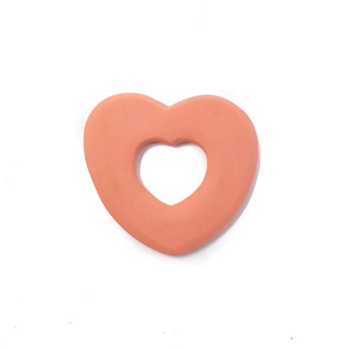 Lanco - Juego de 3 mordedores de goma natural con forma de corazón, pato rosa y pato