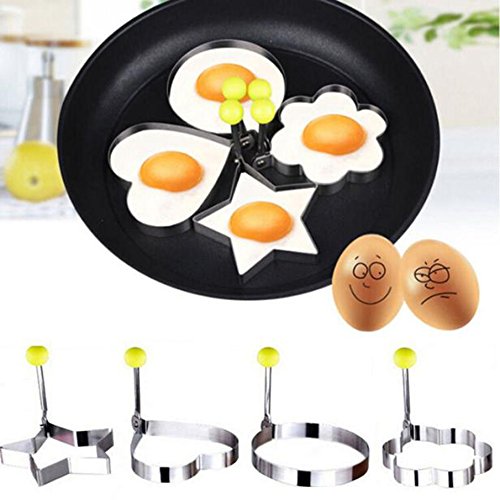 Lancoon 5Pcs Acero Inoxidable Anillos De Huevo Frito Molde Antiadherente Huevo Cocina con Forma De Huevo Frito Pancake Omelets Mold Anillos Anillos para Tortitas De Utensilios De Cocina KT31