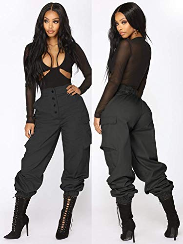 Landove Pantalones largos con cadena y bolsillos Mujer 14 UK/XL Nero B Landove Pantalones largos con cadena y bolsillos Mujer 14 UK/XL Nero B